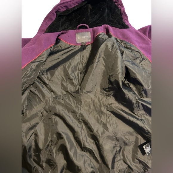 Covington womens sz medium purple full zip peacoat w adjustable plush lined hood - Picture 6 of 9